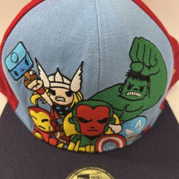 Tokidoki Marvel Avengers New Era Hat 7 3/8 Rare Vtg Vision Thor Hulk Iron Man - Picture 2 of 4